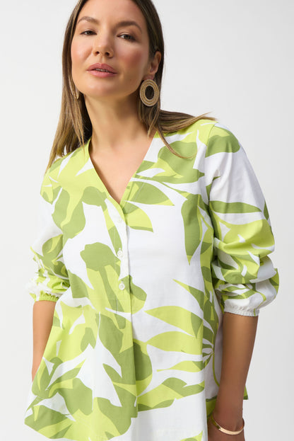 Joseph Ribkoff | Stretch Poplin Floral Print Trapeze Top