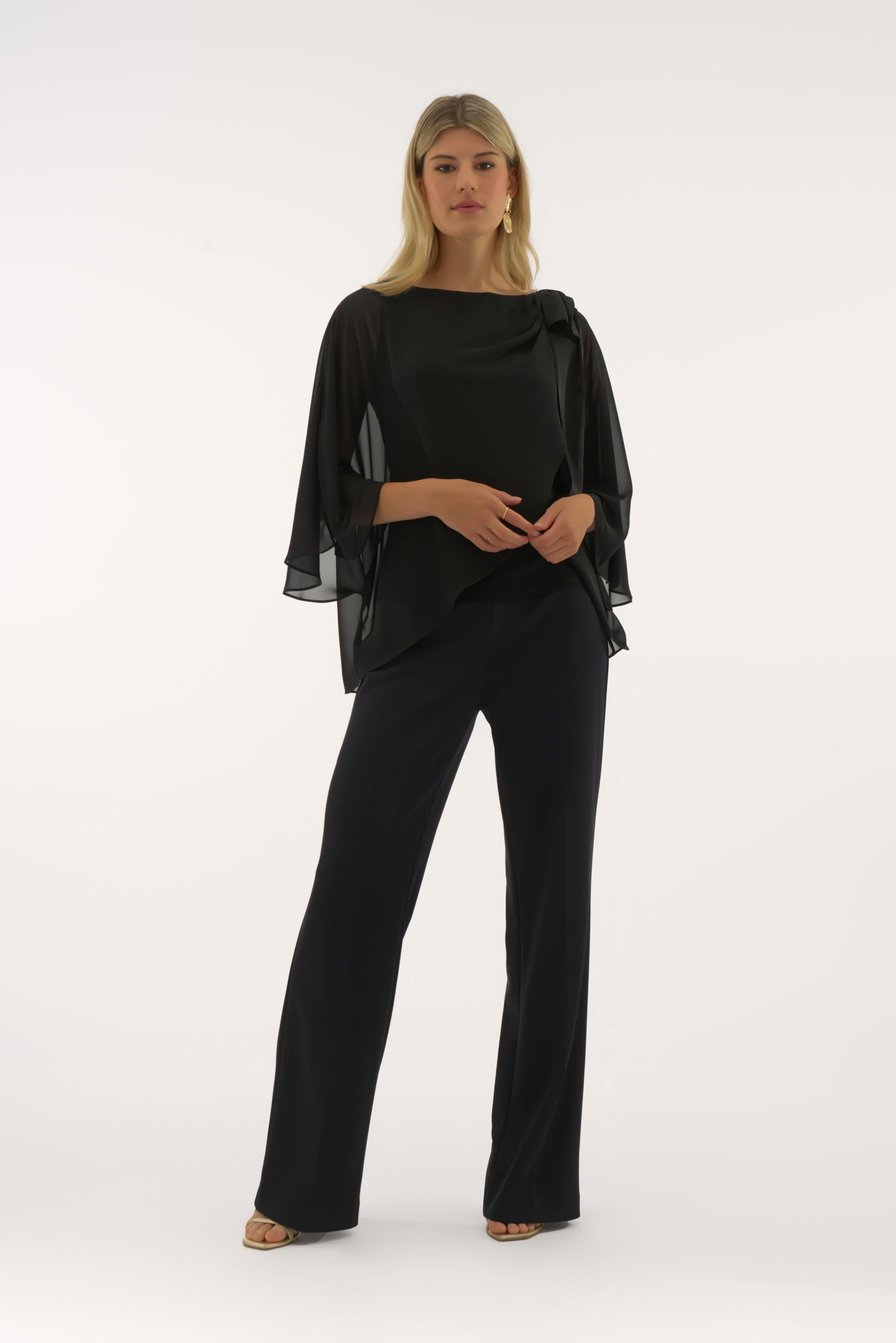 Joseph Ribkoff | Tunic with Bow on Shoulder - Black