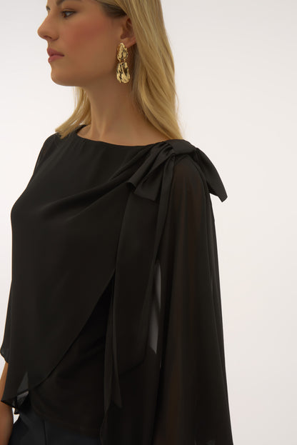 Joseph Ribkoff | Tunic with Bow on Shoulder - Black