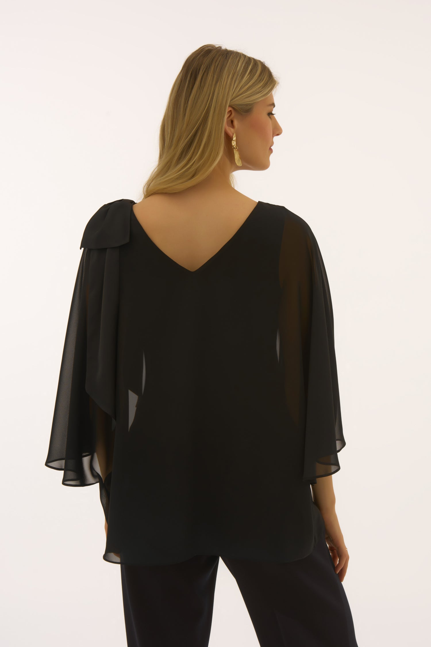 Joseph Ribkoff | Tunic with Bow on Shoulder - Black