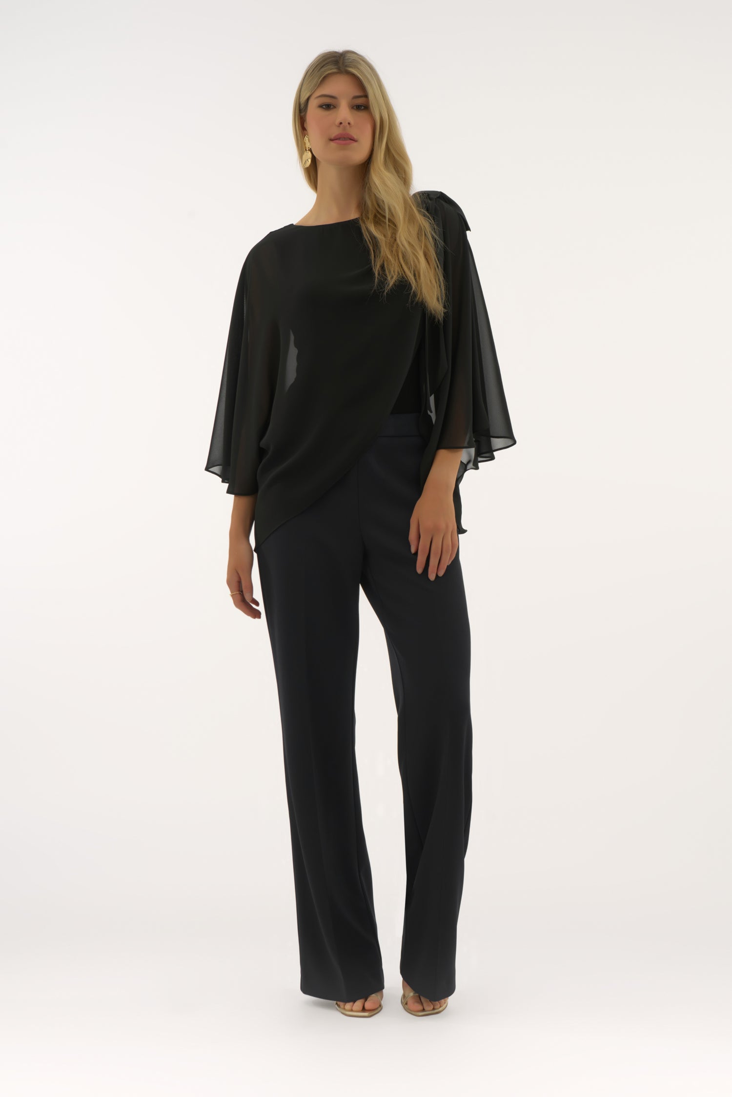 Joseph Ribkoff | Tunic with Bow on Shoulder - Black