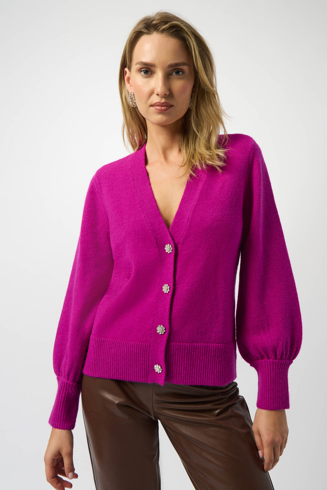 Joseph Ribkoff | Knit Cardigan with Puff Sleeves