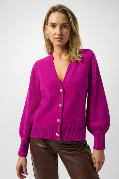 Joseph Ribkoff | Knit Cardigan with Puff Sleeves