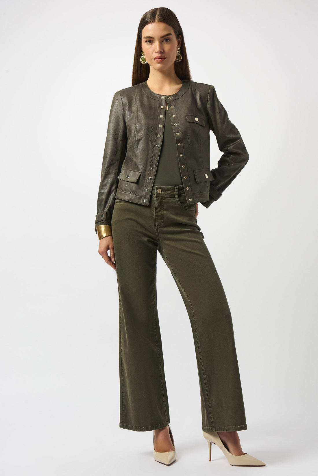 Joseph Ribkoff | Foiled Faux Suede Fitted Jacket