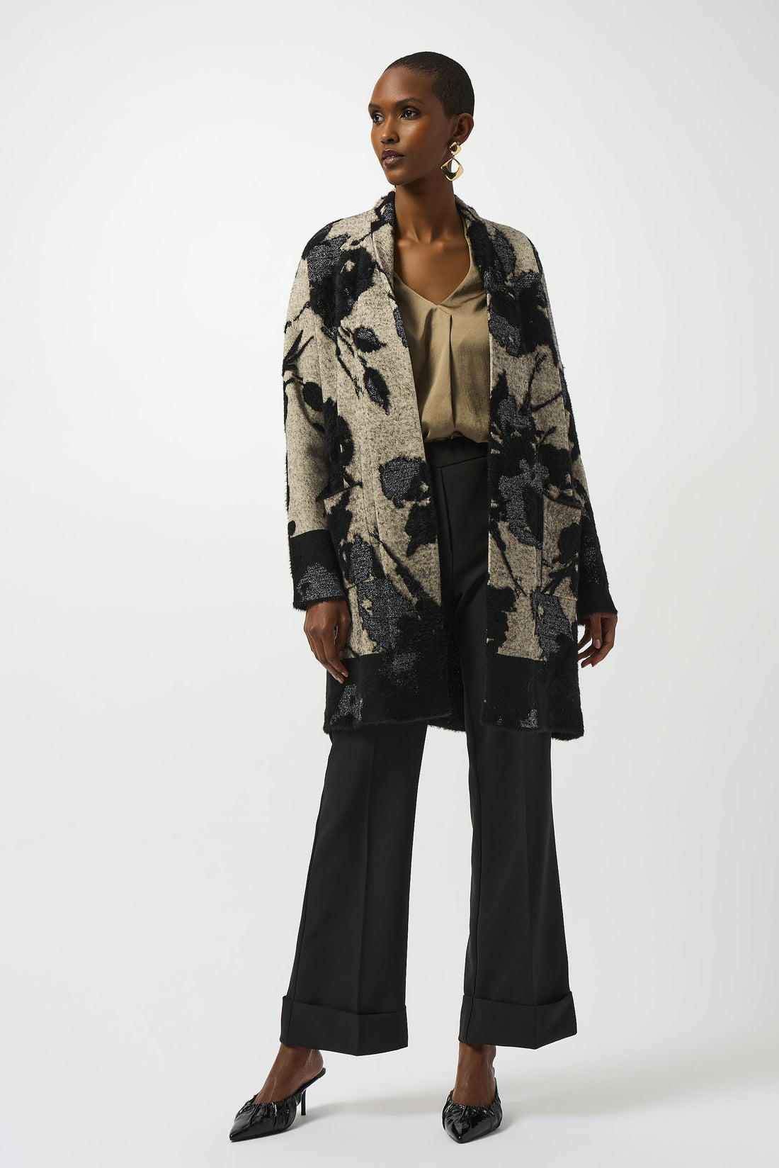 Joseph Ribkoff | Jacquard Long Knit Cardigan