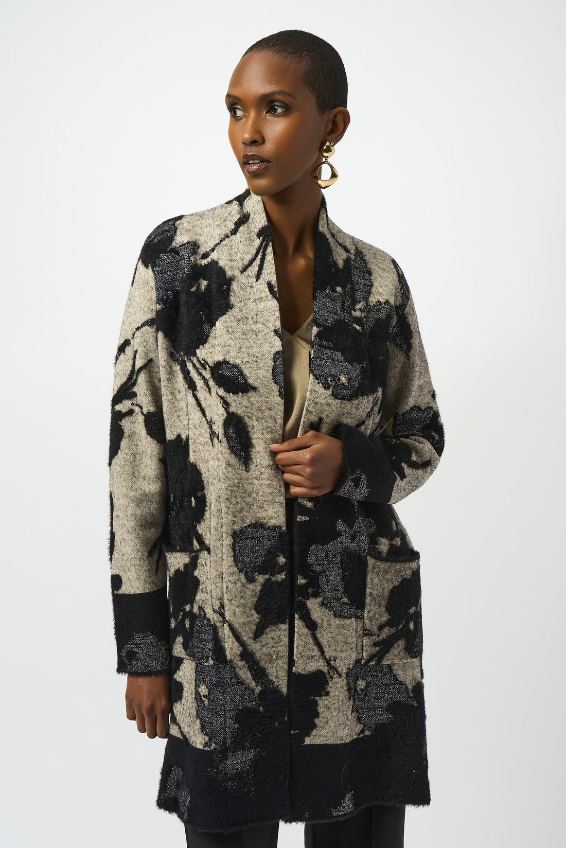 Joseph Ribkoff | Jacquard Long Knit Cardigan