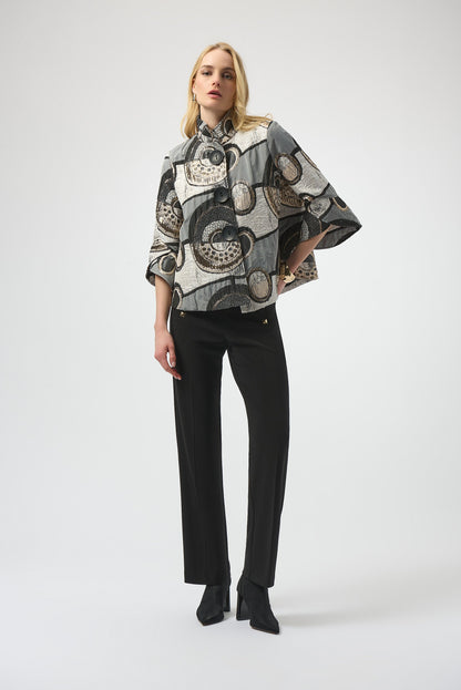 Joseph Ribkoff | Jacquard Trapeze Jacket - Black/Multi