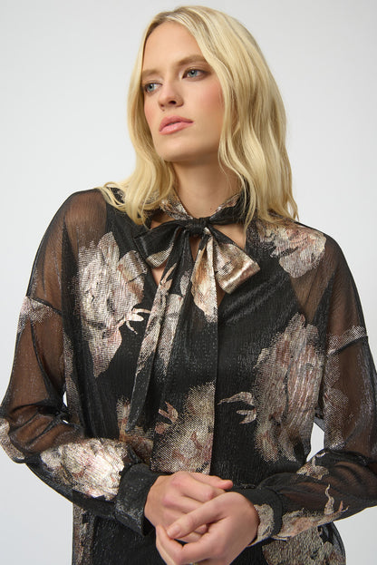 Joseph Ribkoff | Plisse Floral Top