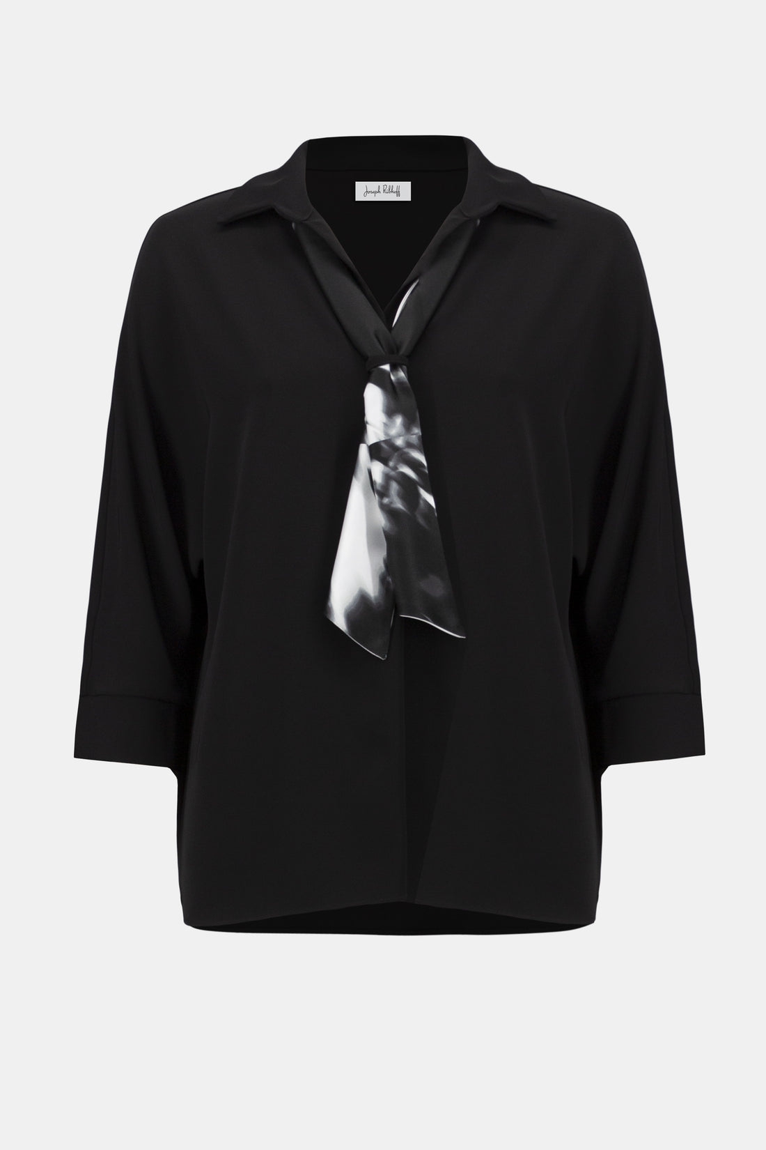 Joseph Ribkoff | Woven Boxy Top With Printed Scarf