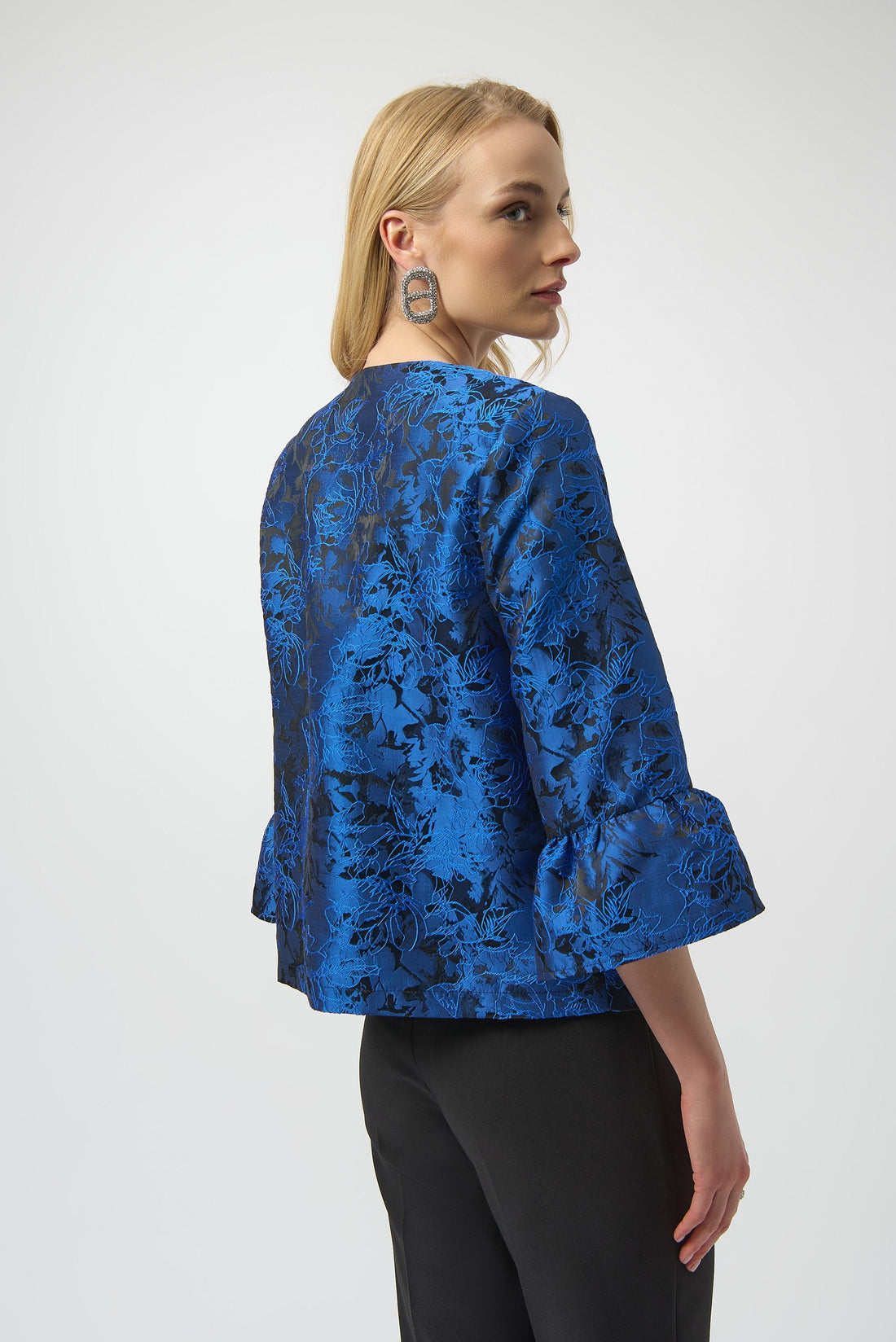 Joseph Ribkoff | Jacquard Trapeze Jacket - Black/Blue