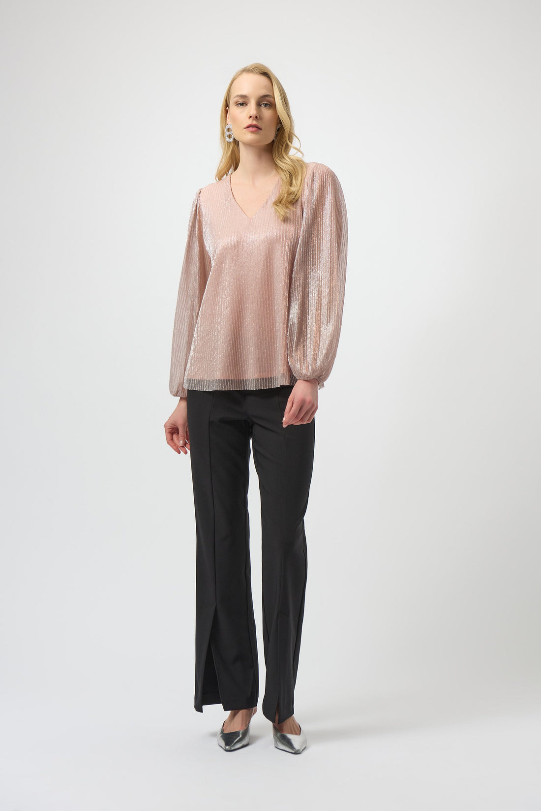 Joseph Ribkoff | Lurex Pleated Top - Blush