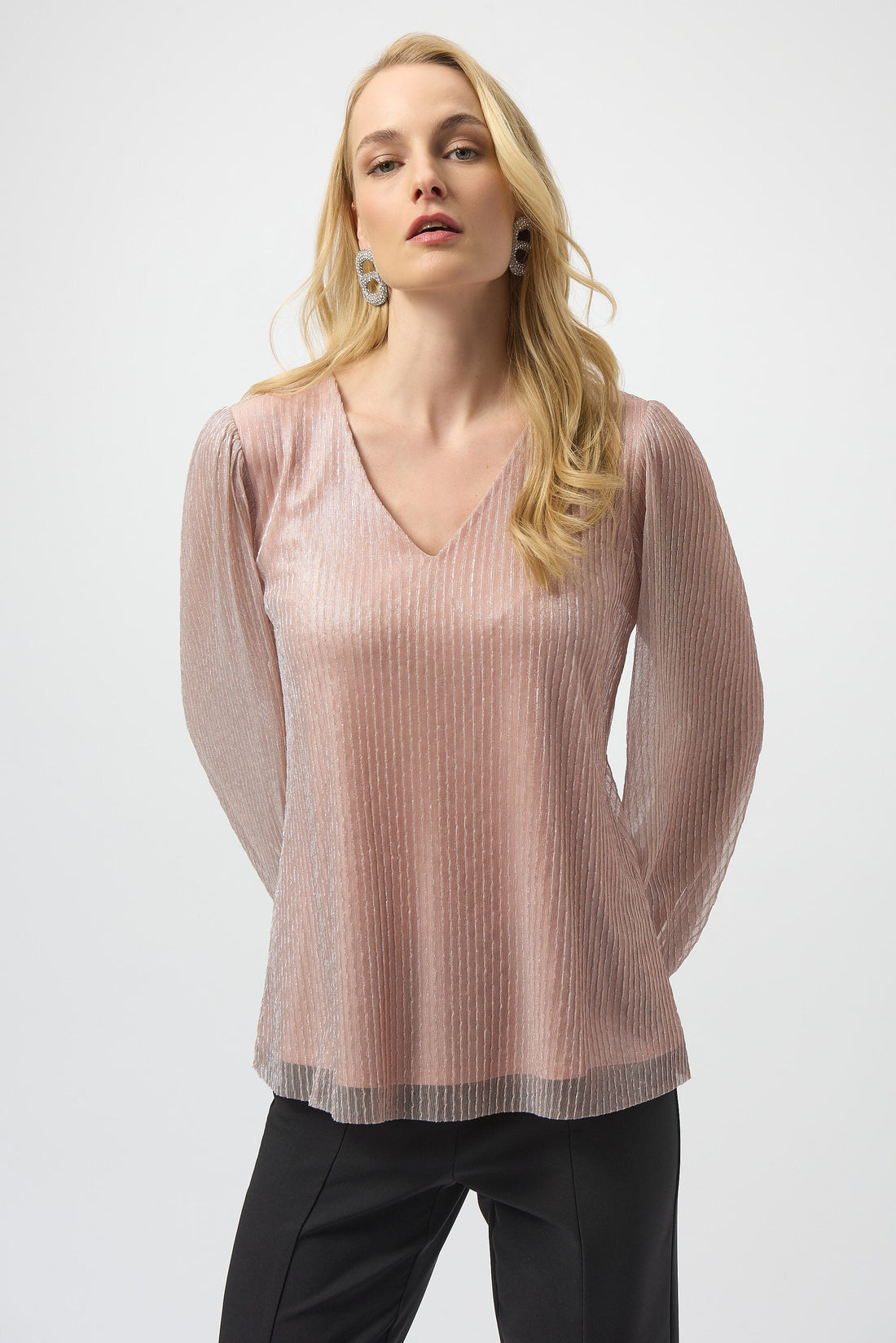 Joseph Ribkoff | Lurex Pleated Top - Blush