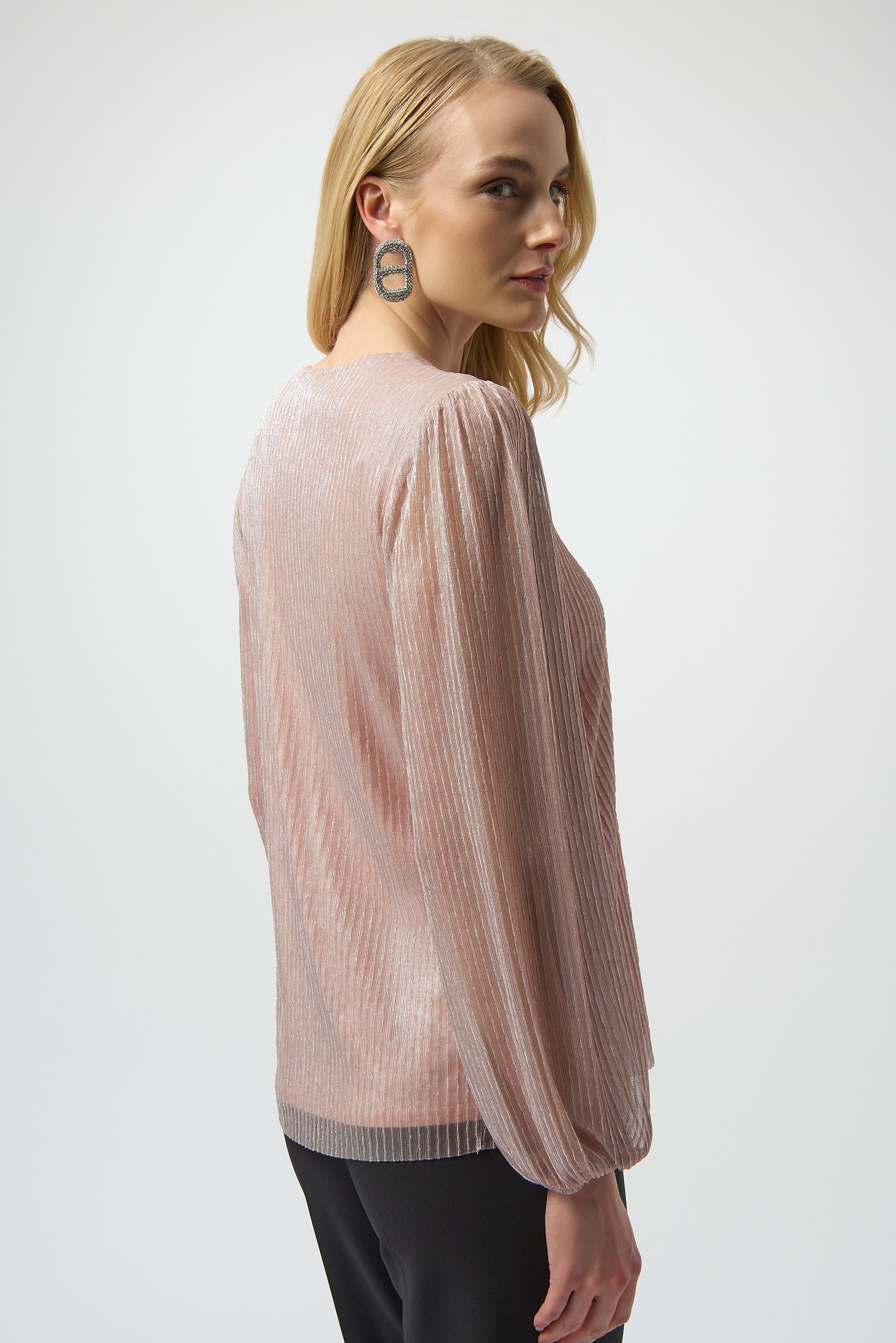 Lurex Pleated Top - Blush