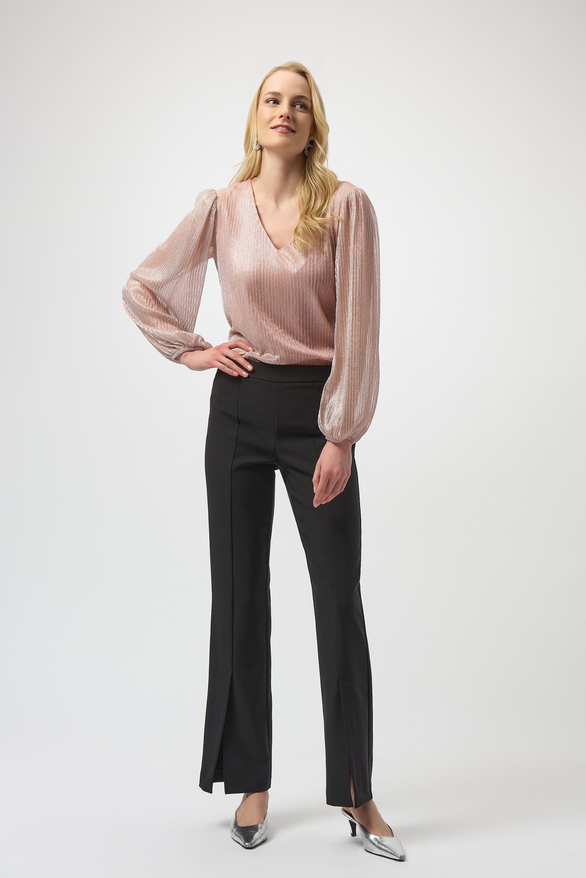 Joseph Ribkoff | Lurex Pleated Top - Blush