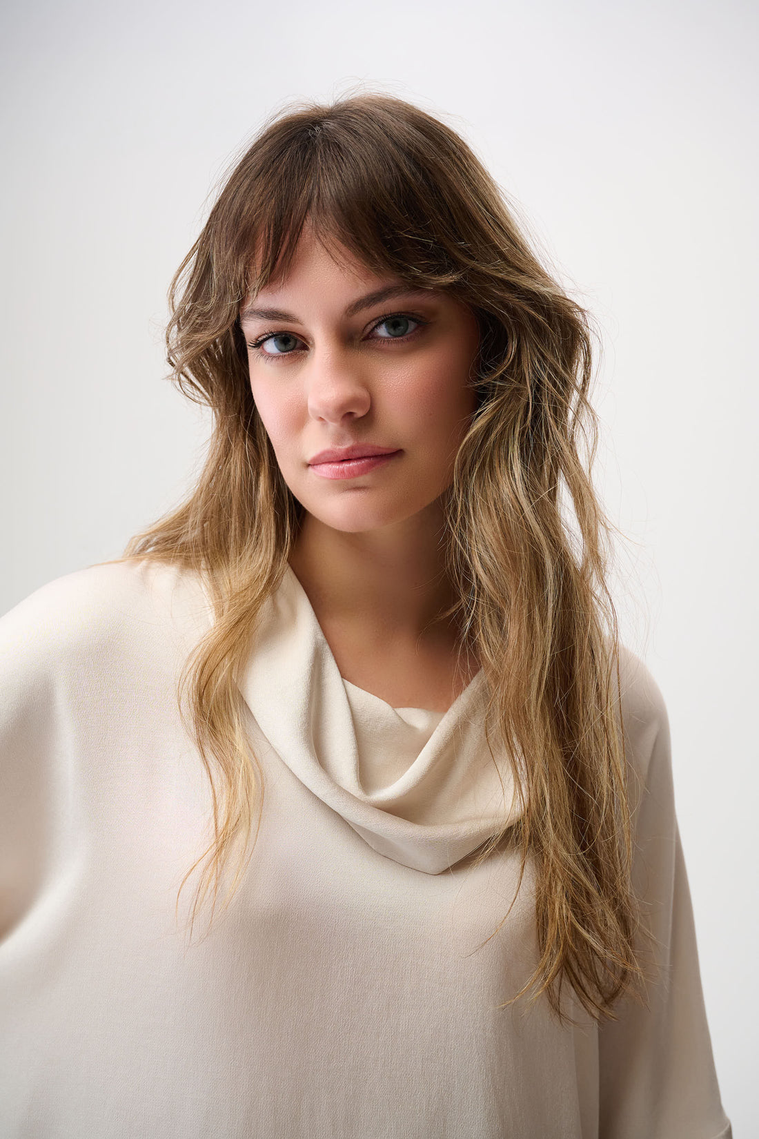 Joseph Ribkoff | Satin Boxy Tunic with Cowl Collar