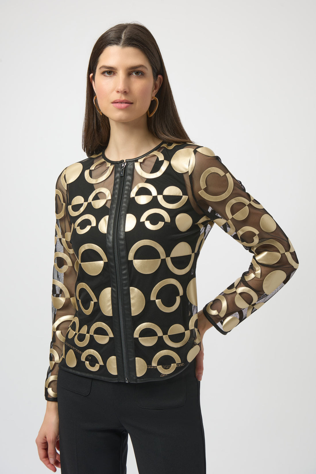 Joseph Ribkoff | Mesh and Gold Jacket