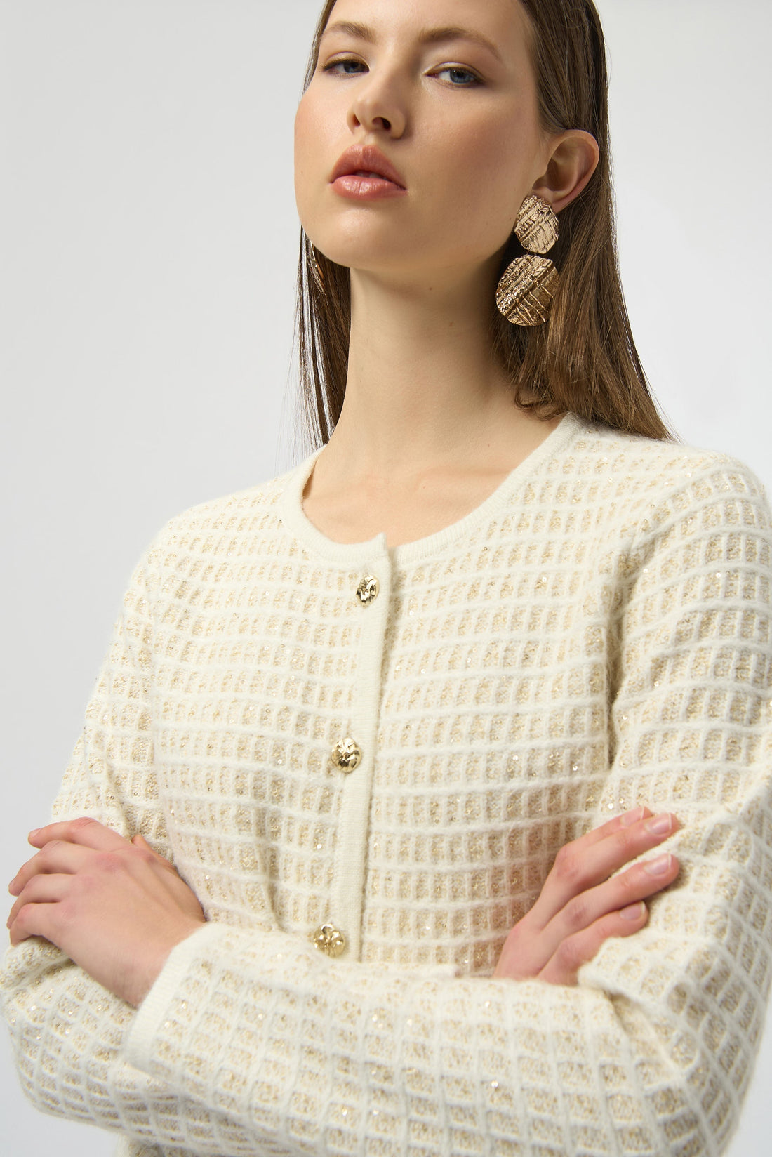 Joseph Ribkoff | Sequined Cardigan with Gold Buttons