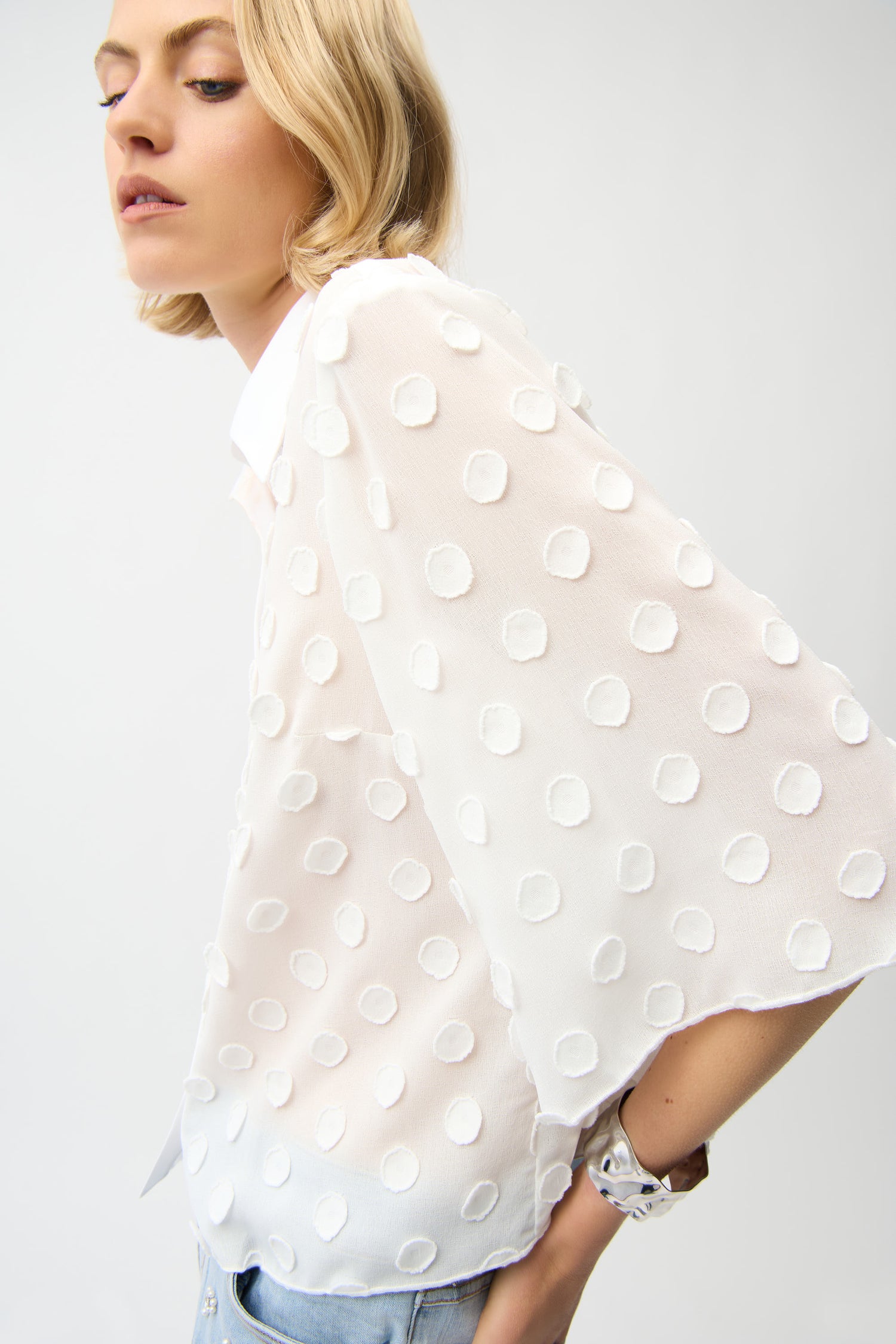 Joseph Ribkoff | Polka Dot Jacquard Blouse
