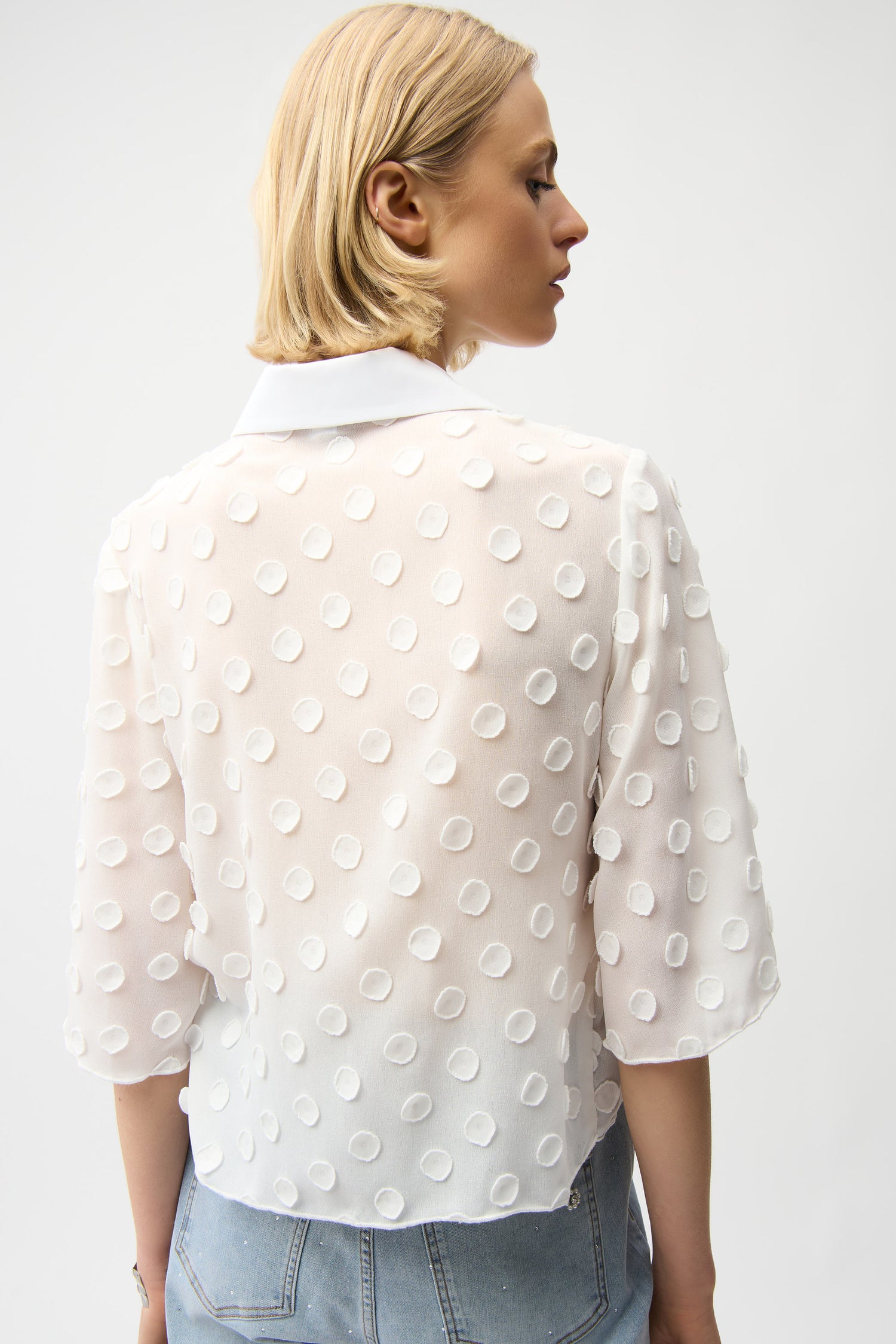 Joseph Ribkoff | Polka Dot Jacquard Blouse