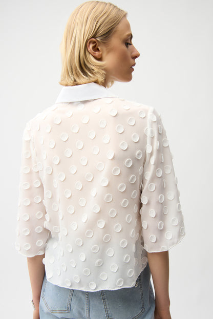 Joseph Ribkoff | Polka Dot Jacquard Blouse