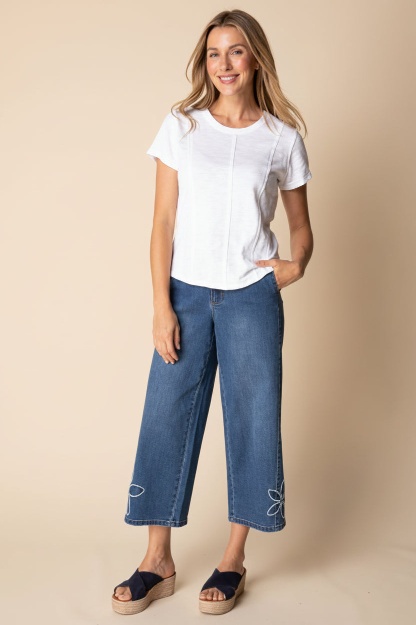 Pebble Seamed Tee - White