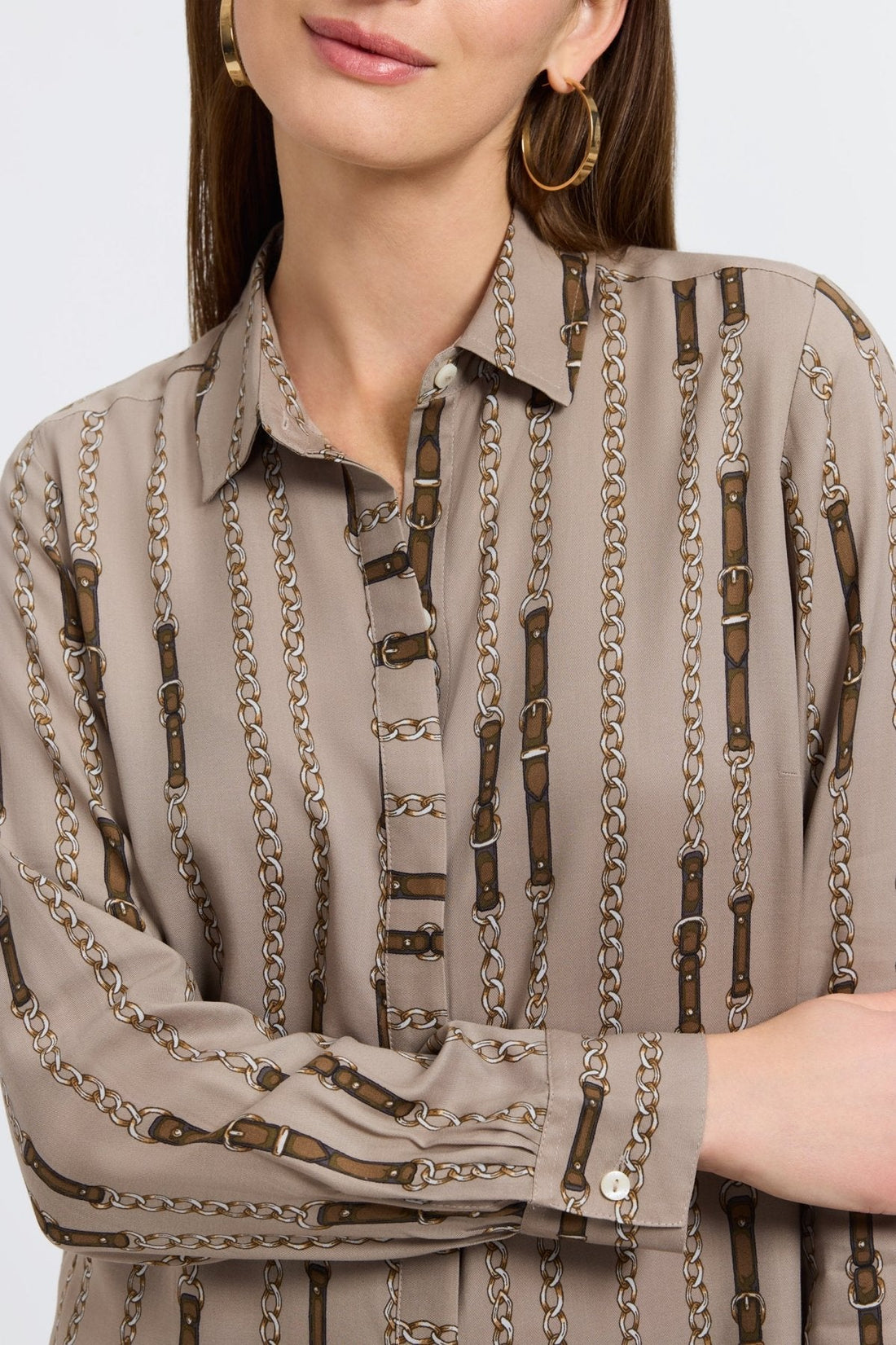 Foxcroft | Luna Long Sleeve Shirt - Chain Stripe