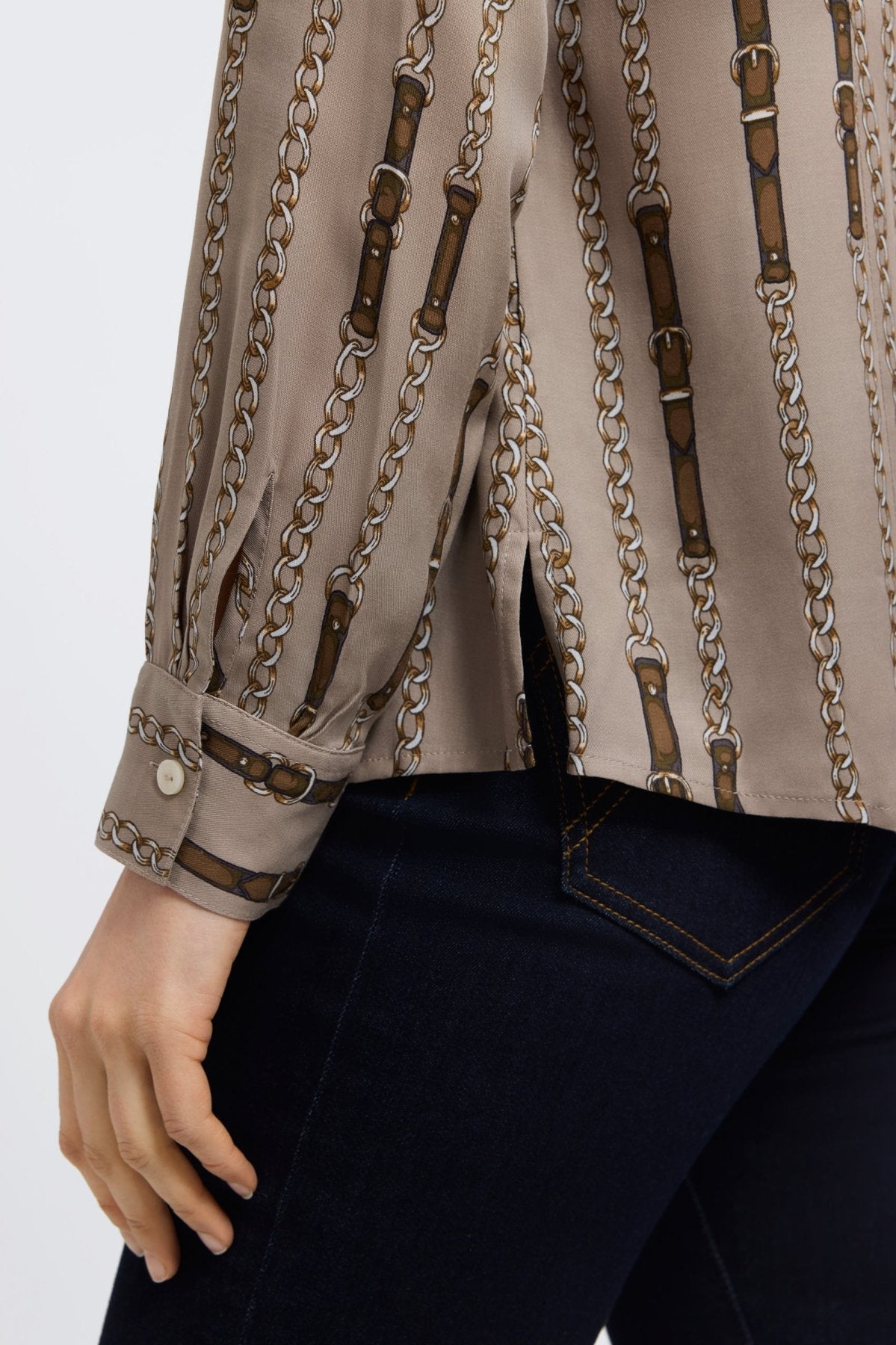 Foxcroft | Luna Long Sleeve Shirt - Chain Stripe