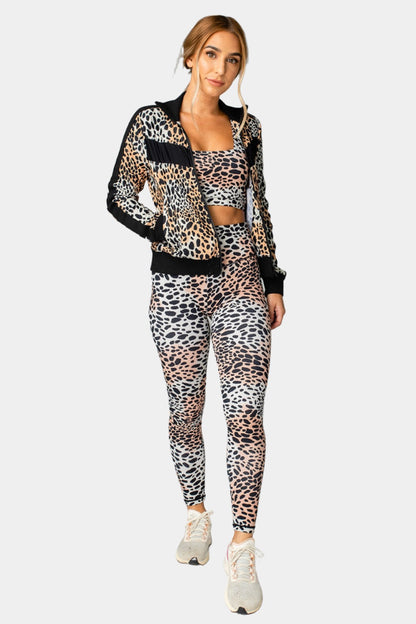 Buddy Love | Vonn Elastic Long Sleeve Zip Up Jacket - Cheetah