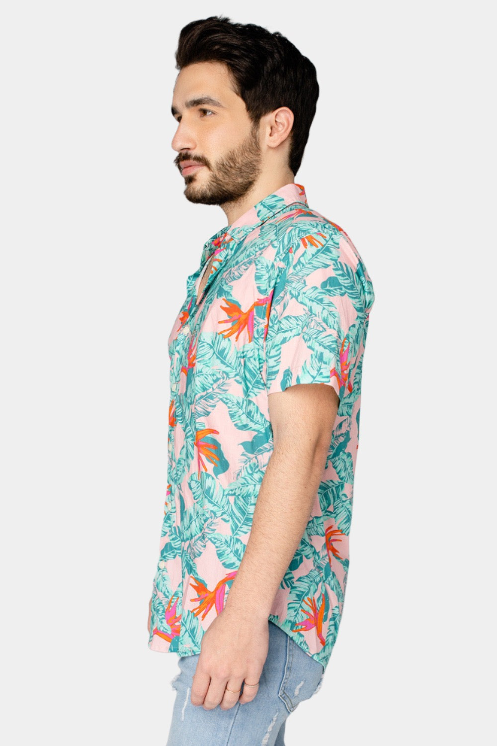 Robert Button Down Dress Shirt - Hibiscus