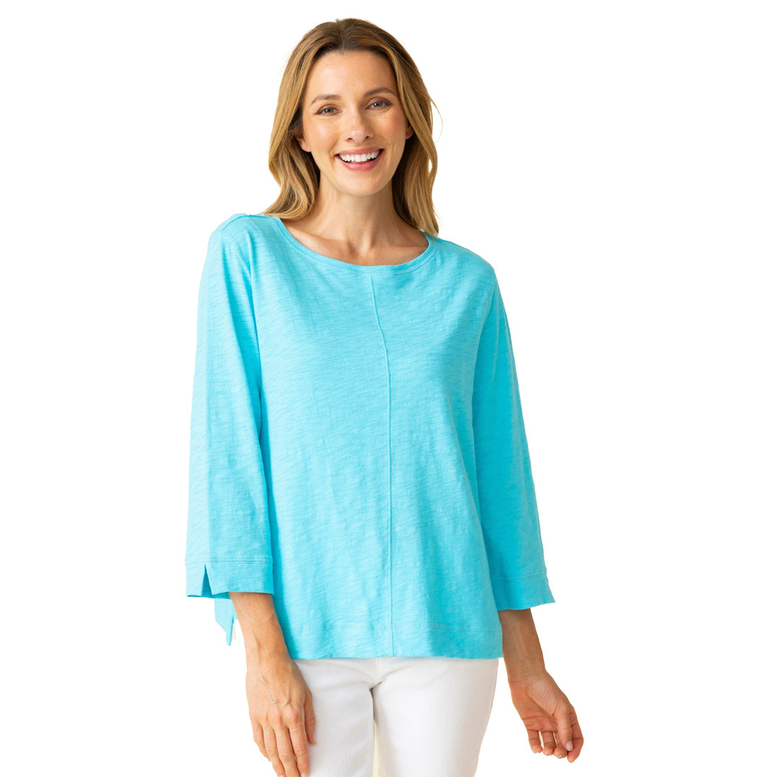 Habitat | Cotton Pebble Coverstitch Boatneck Top