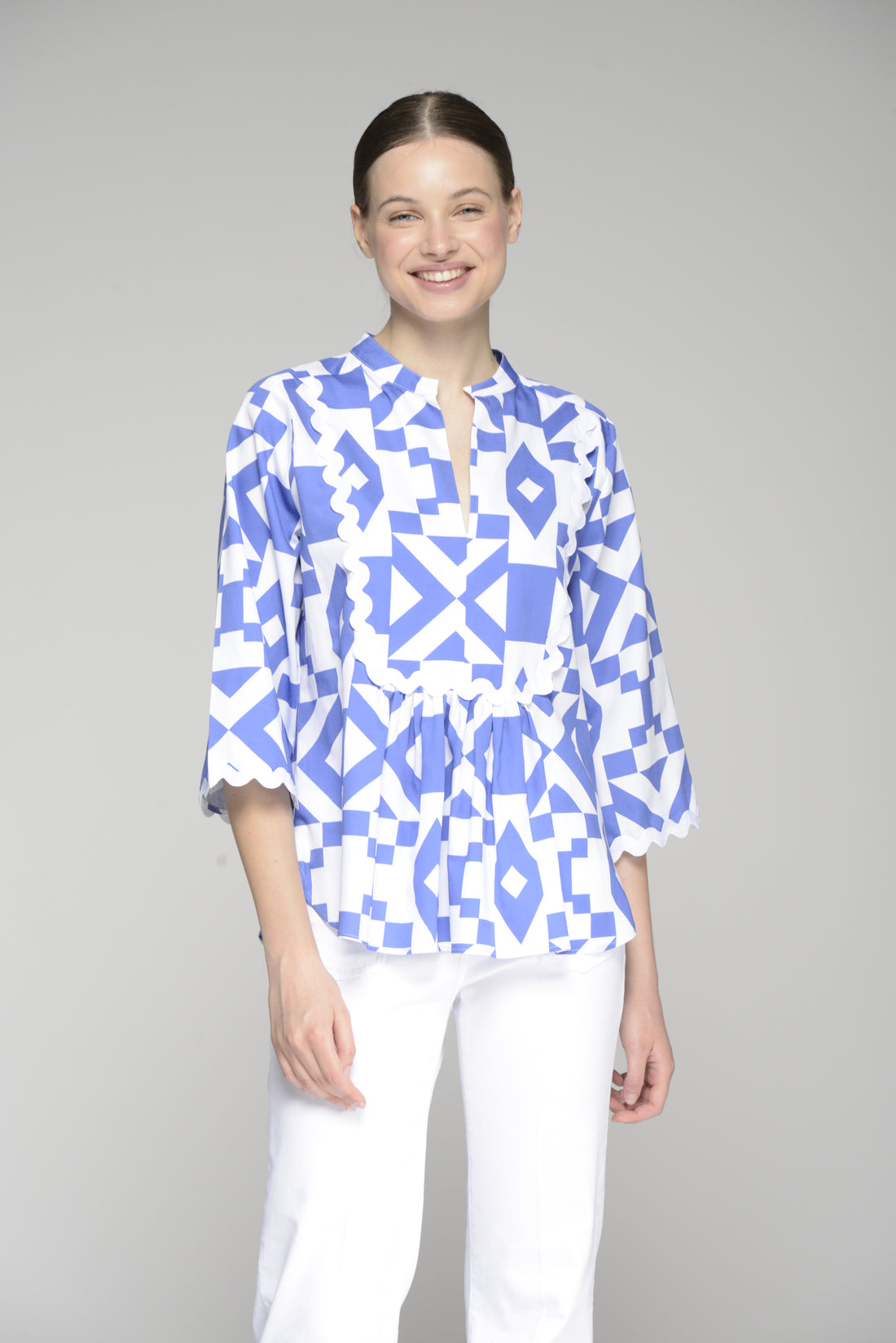 Vilagallo | Valerie Maxi Geo Azulon Shirt