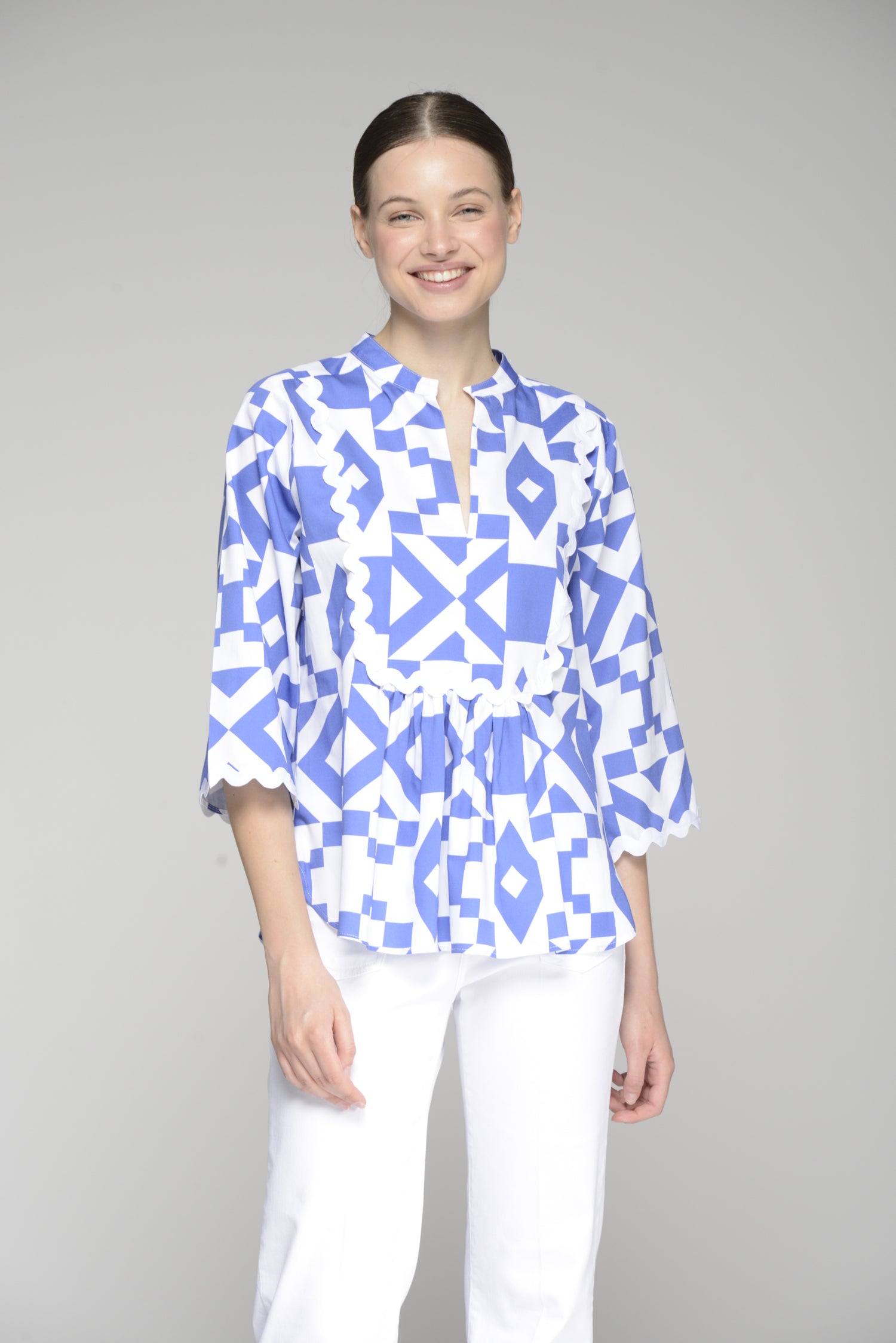 Vilagallo | Valerie Maxi Geo Azulon Shirt