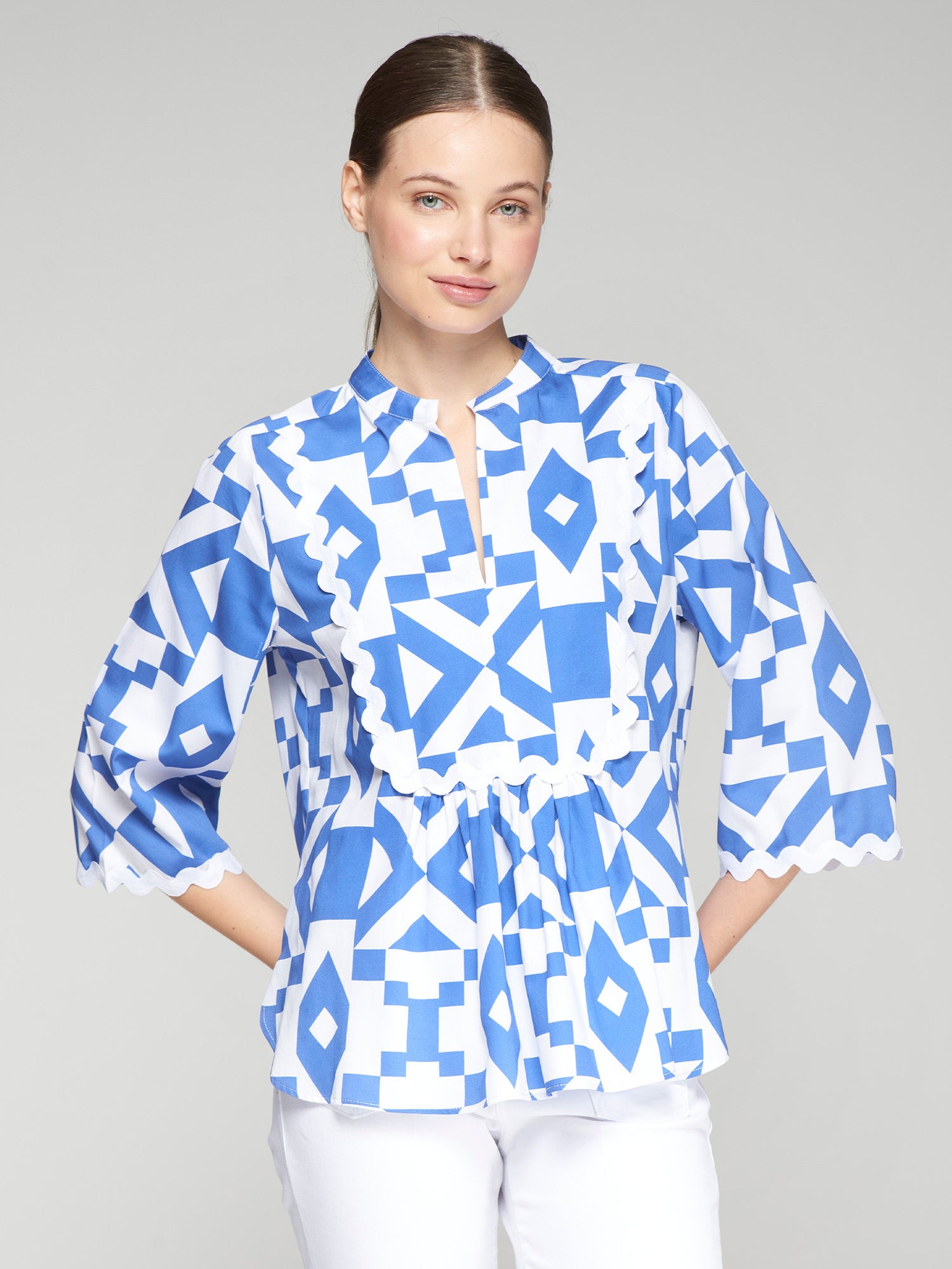 Vilagallo | Valerie Maxi Geo Azulon Shirt