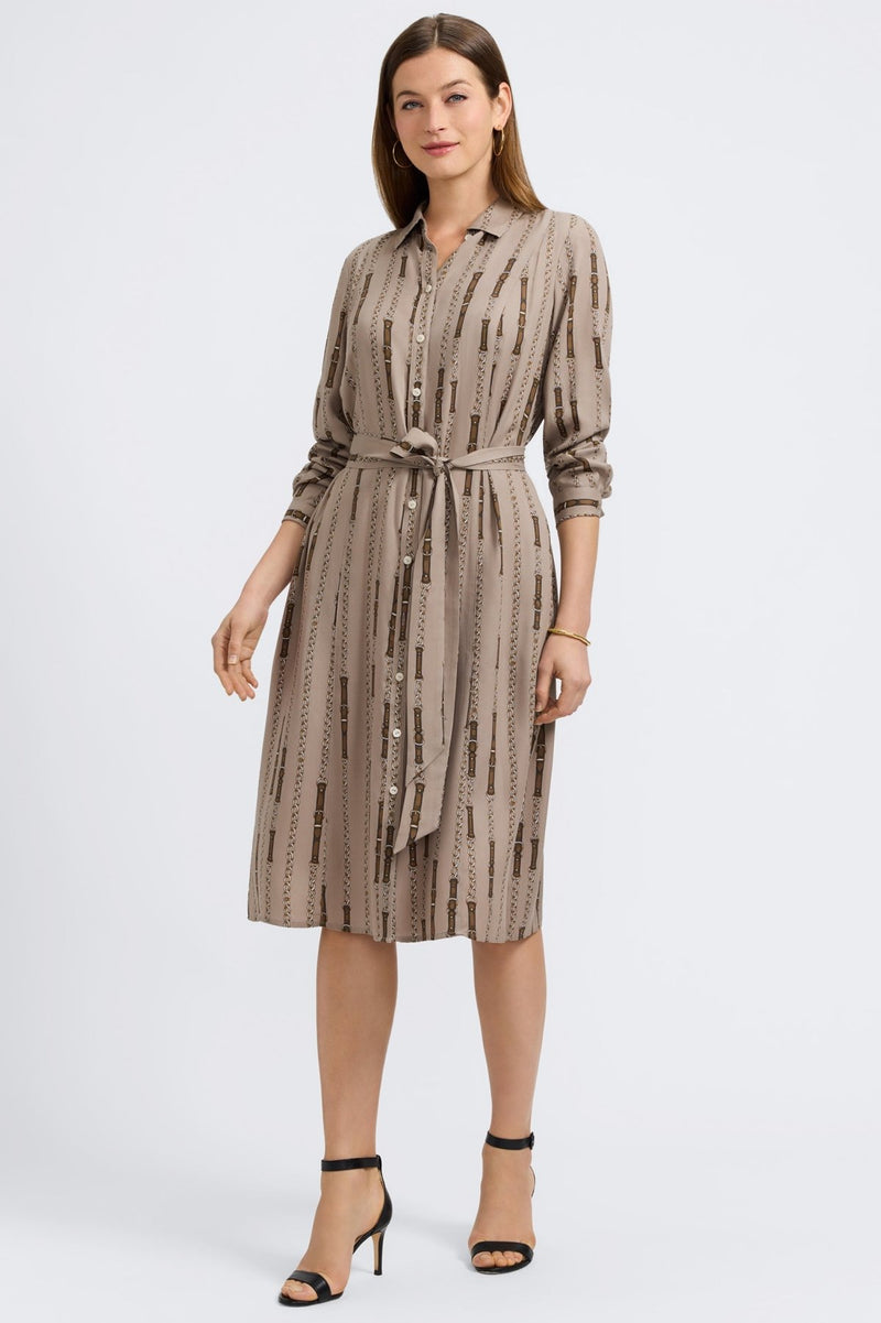 Foxcroft | Fiona Chain Stripe Long Sleeve Dress