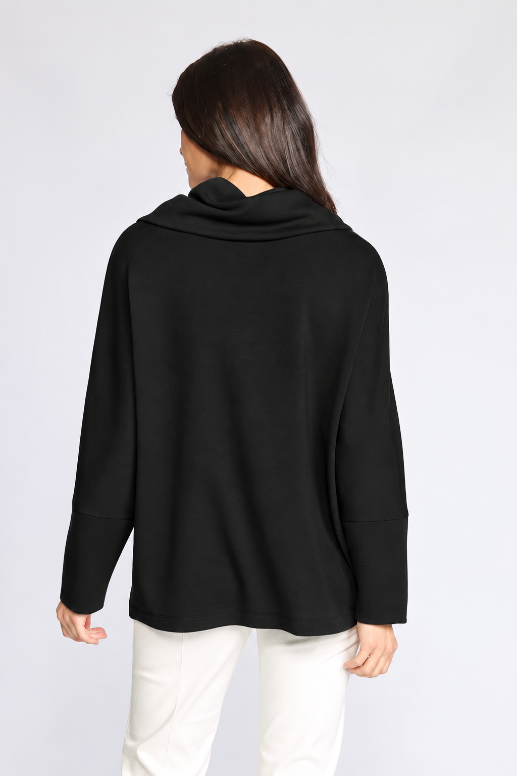 Feather Lux Knit Cowl Tunic - Black