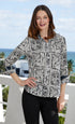 Dizzy - Lizzie | 3/4 Sleeve Rome Shirt Black White Geo | Cloister Collection | SHIRT