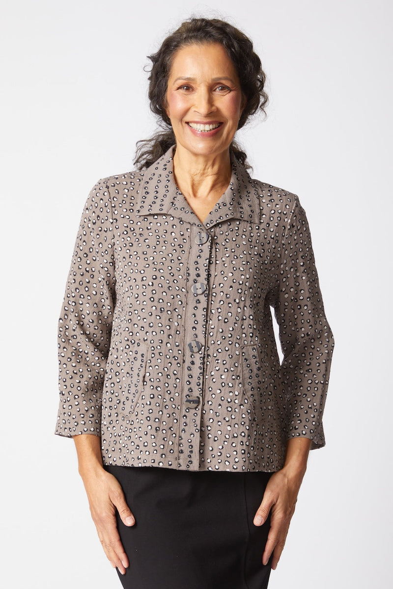 Habitat | Express Dot Mix Pleat Back Jacket - Truffle