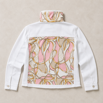 Pink Makes Me Happy Print Denim Jacket