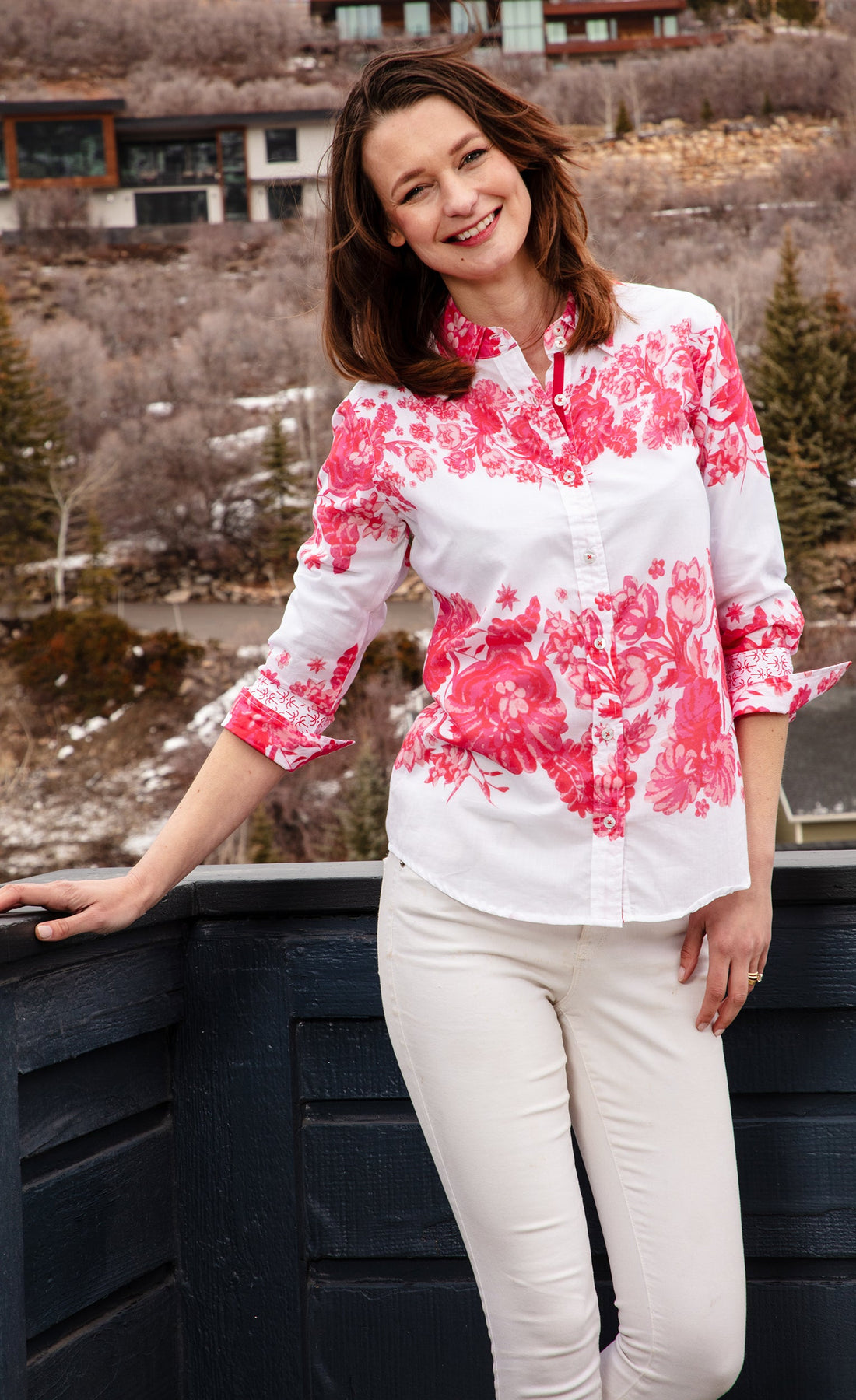 Rome 3/4 Sleeve Pink Floral