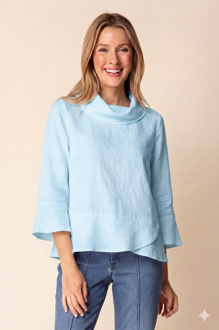 Linen Solid Overlay Top - Topaz