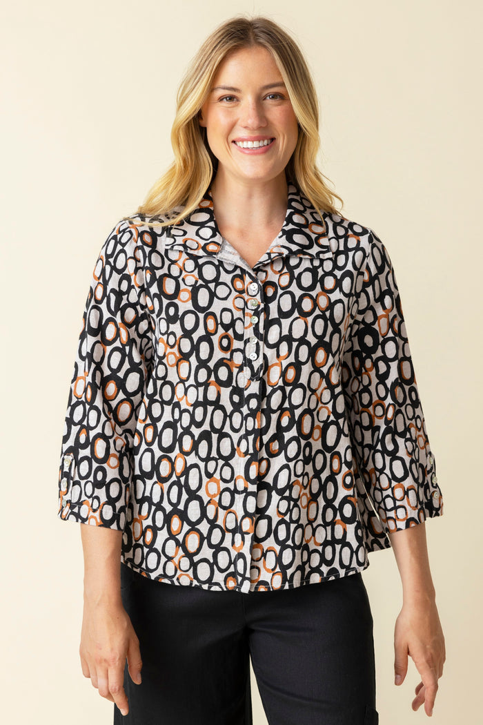 Habitat | Linen Circle Retro Swing Shirt - Oatmeal