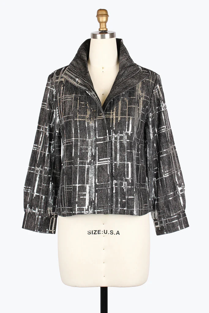 Damee | Black and White Sequin Jacket