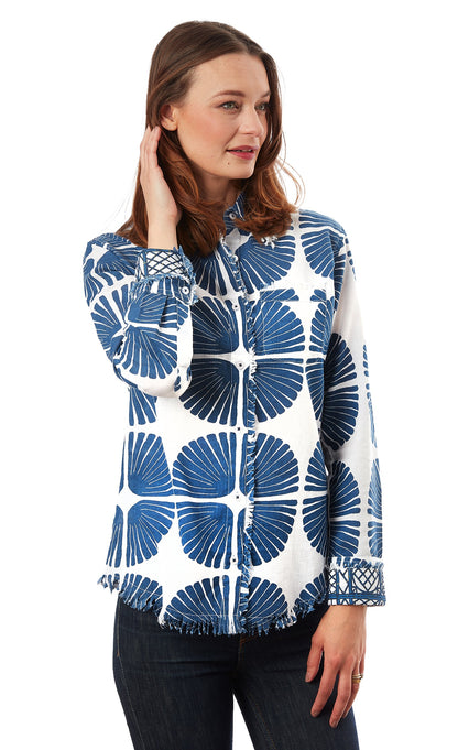Cape Cod Tunic Navy White Palm Fronds