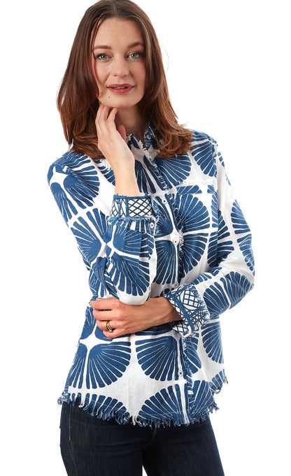 Cape Cod Tunic Navy White Palm Fronds