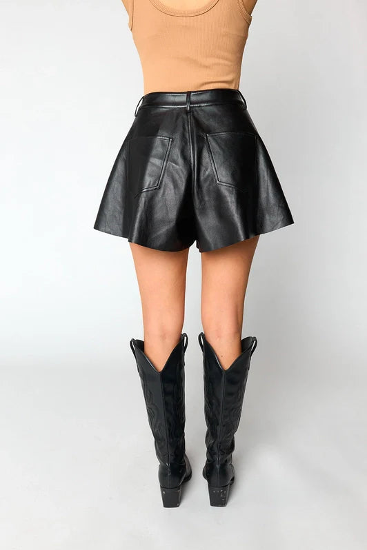 Emerson Vegan Leather Shorts - Black