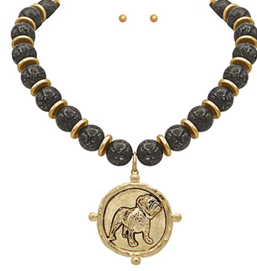 Golden Stella | Ga Bulldog Bead Necklace