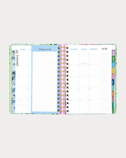 Lilly Pulitzer 2026-2027 17 Month Large Agenda Mint Condition Burst Of Joy color with floral design