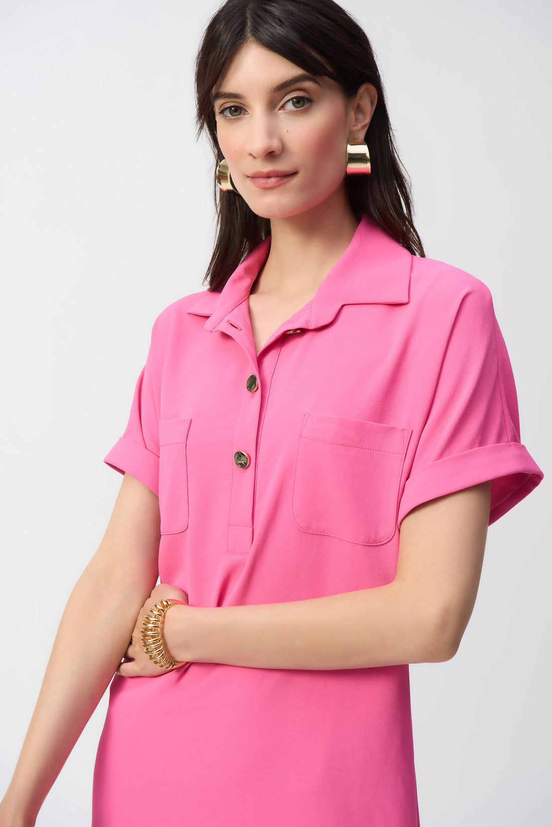 Joseph Ribkoff | Mini Shirt Polo Dress - Bubble Gum