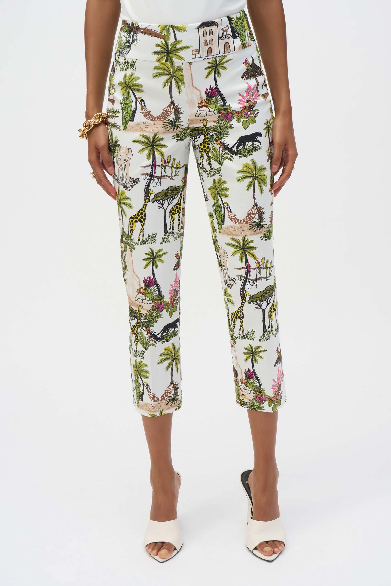 Joseph Ribkoff | Floral High-Waisted Trousers - Vanilla/Multi