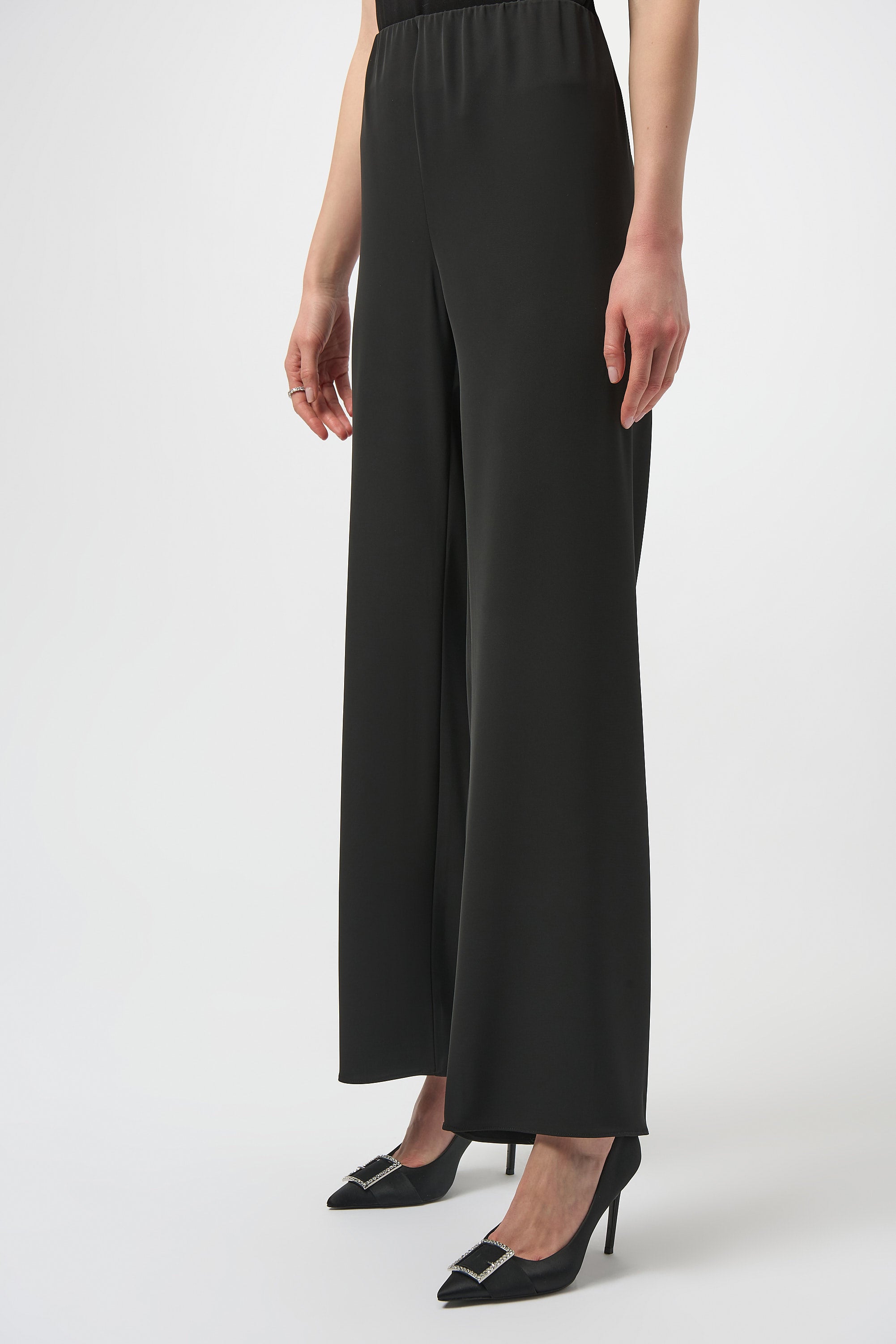 Wide Leg Pull-on Pants - Black